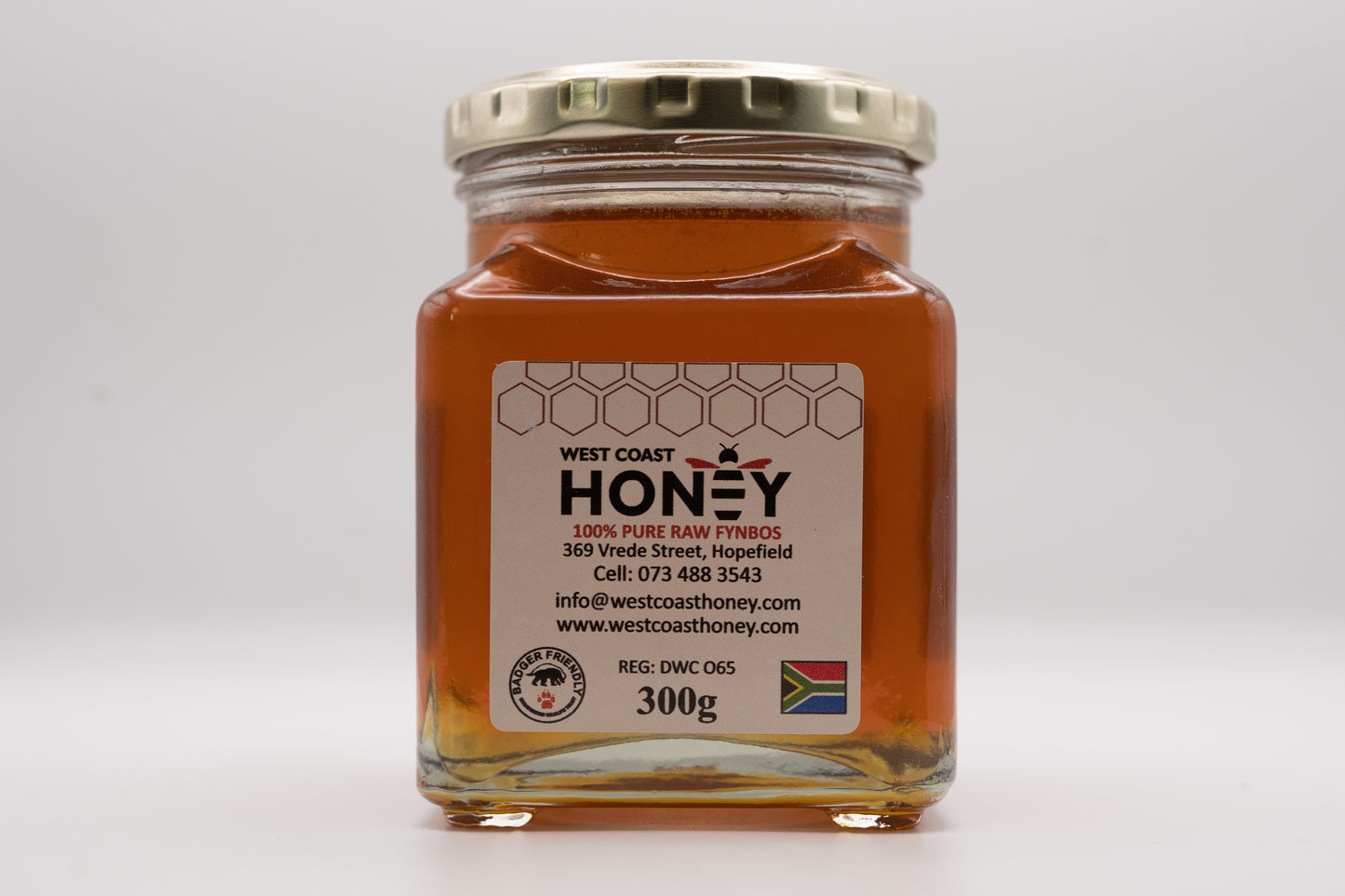 300g glass jar of raw West Coast honey