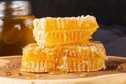 Honeycomb filled with raw honey