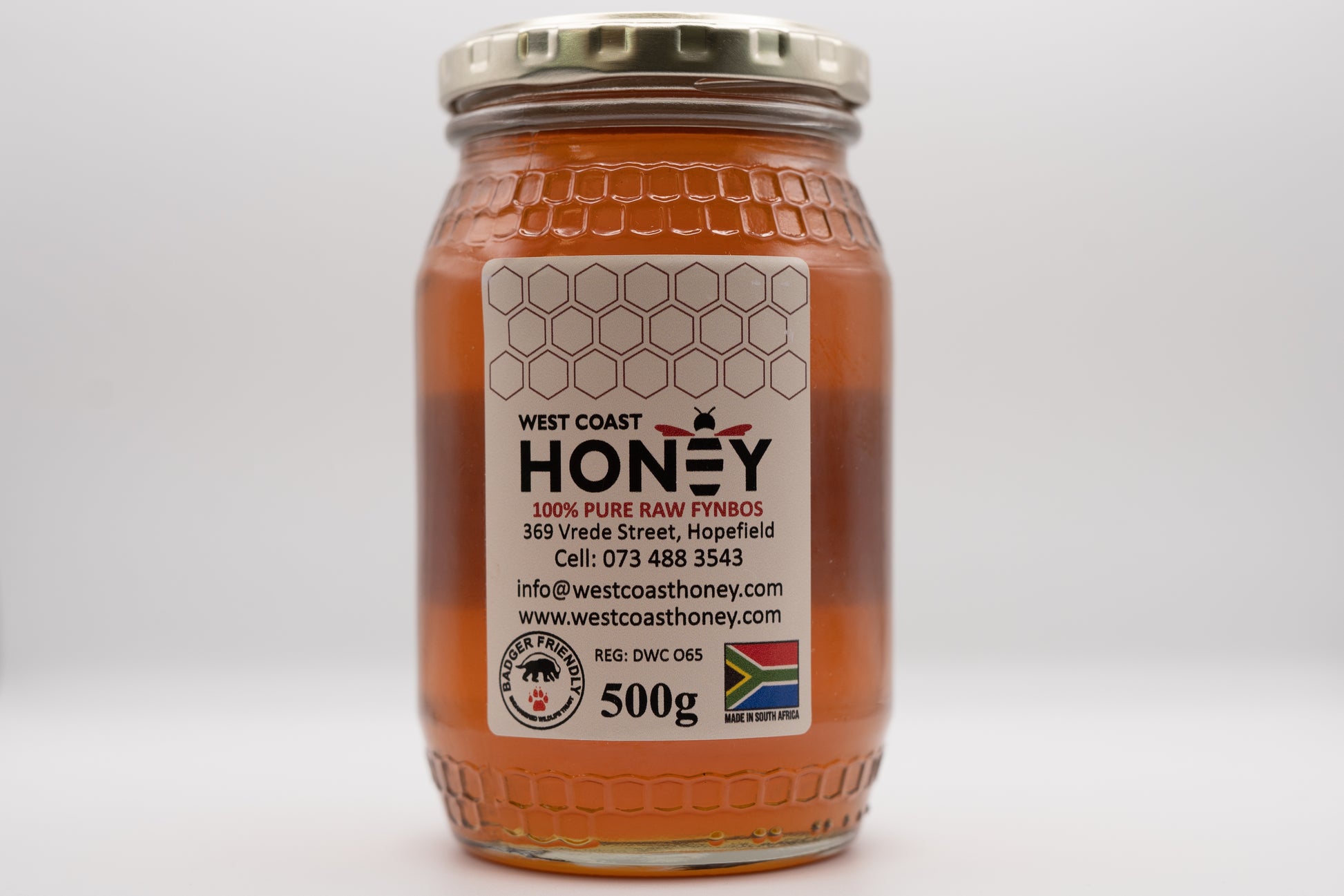 500g glass jar of raw West Coast honey