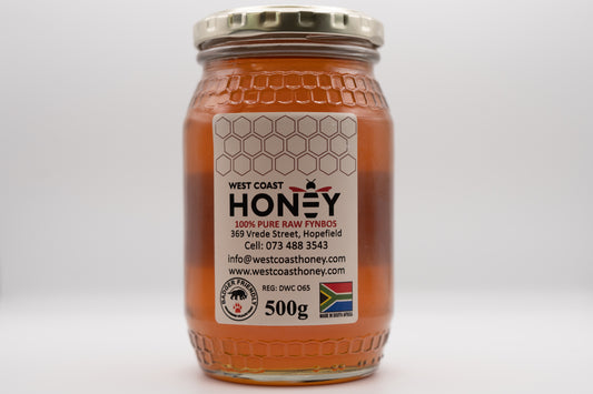 500g glass jar of raw West Coast honey